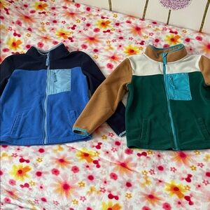 Jumping Beans Colorblock Fleece Hoodies - Blue, Green, Tan